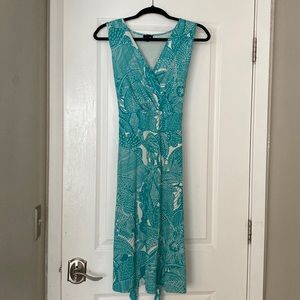 NWOT Teal & White Talbots Midi Dress Size 0X